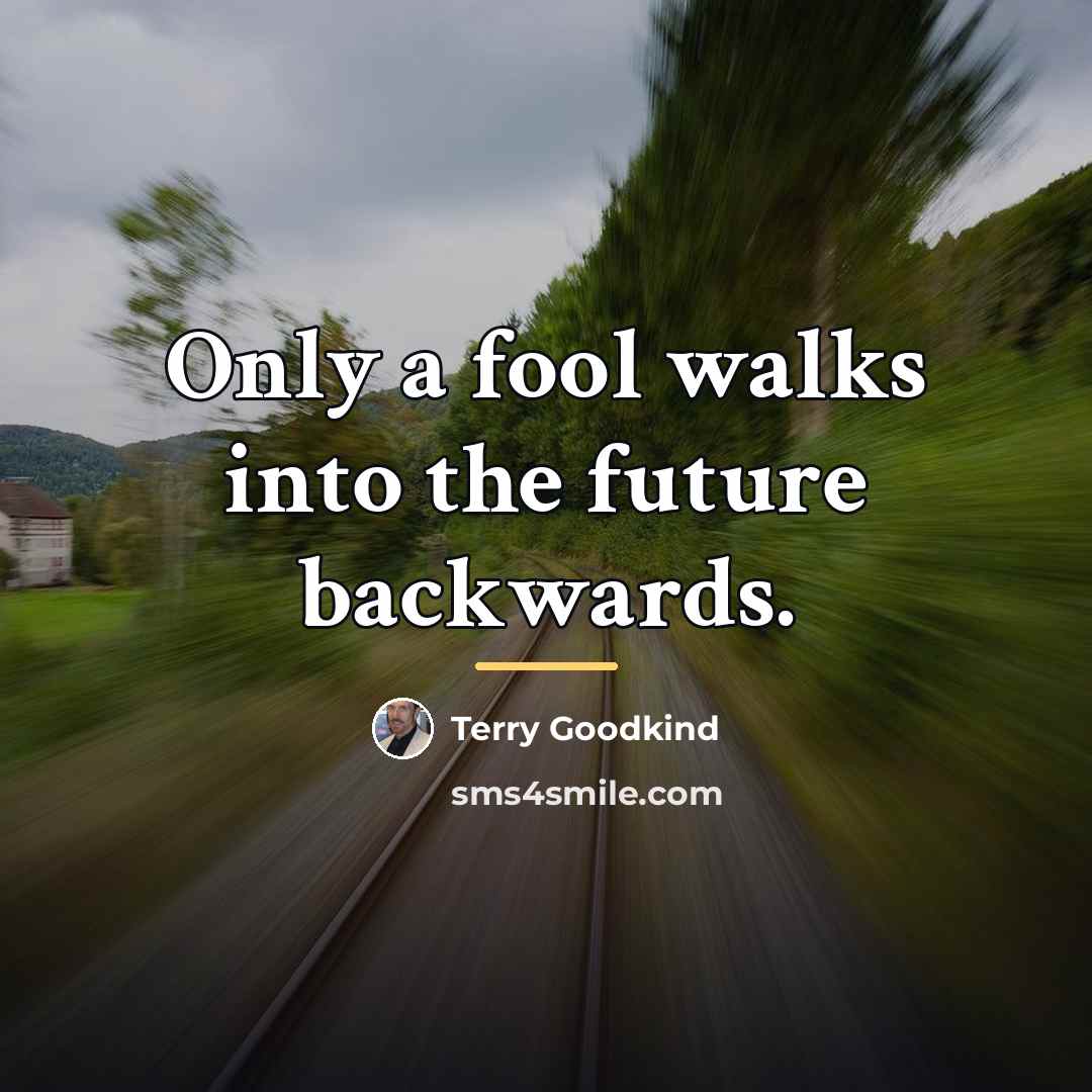 “Only a fool walks into the future backwards.…” quote by Terry Goodkind