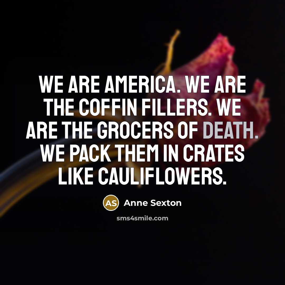 “We are America. We are the coffin fillers. We are…” quote by Anne Sexton