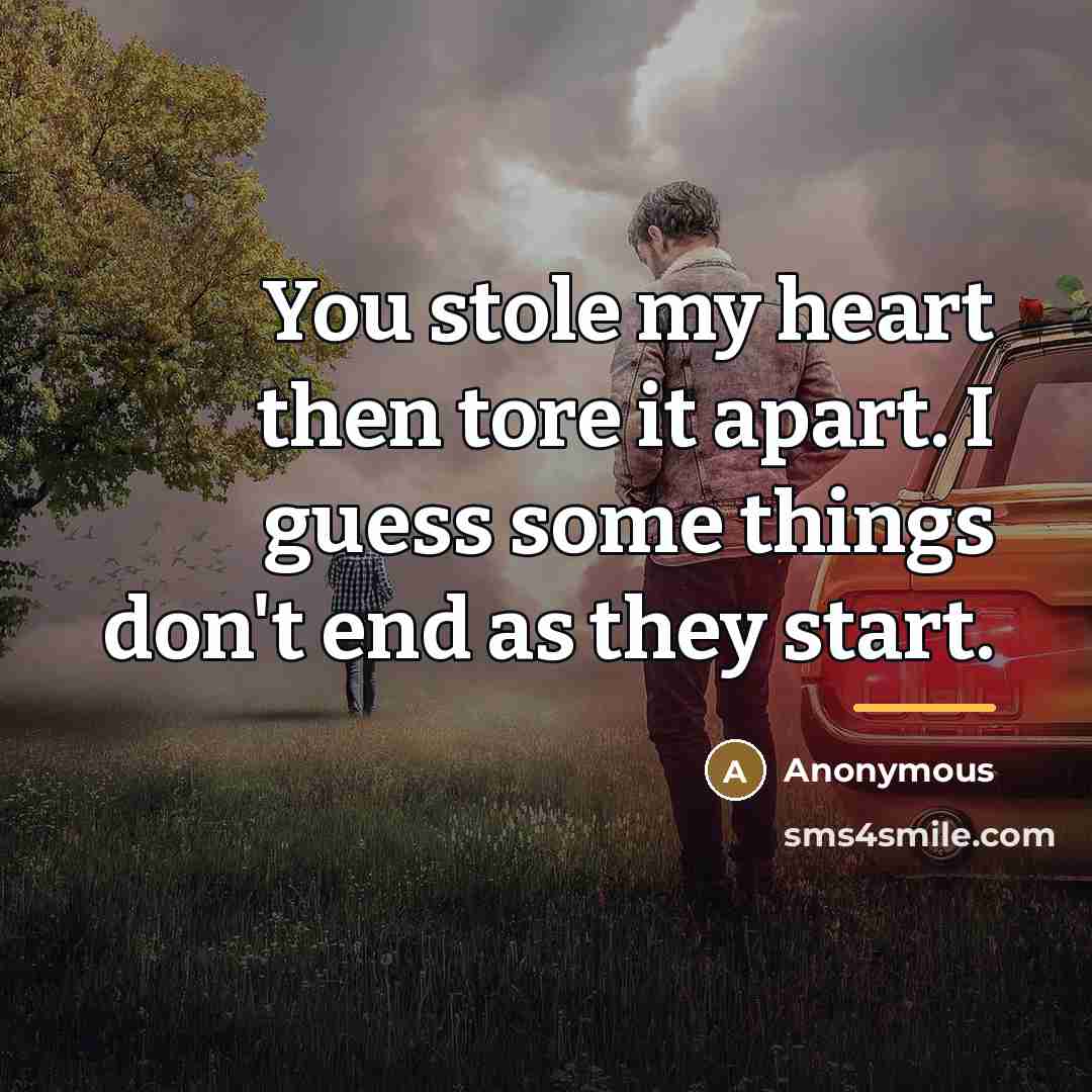 “You stole my heart then tore it apart. I guess…” quote by Anonymous