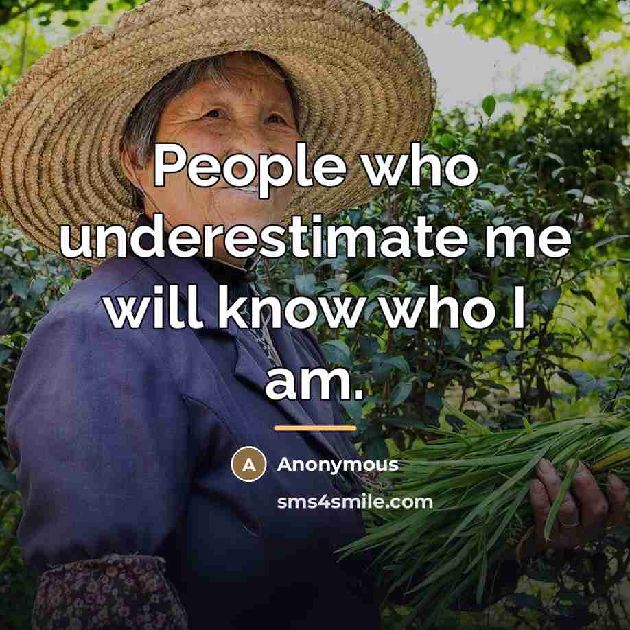“People who underestimate me will know who I am.…” quote by Anonymous