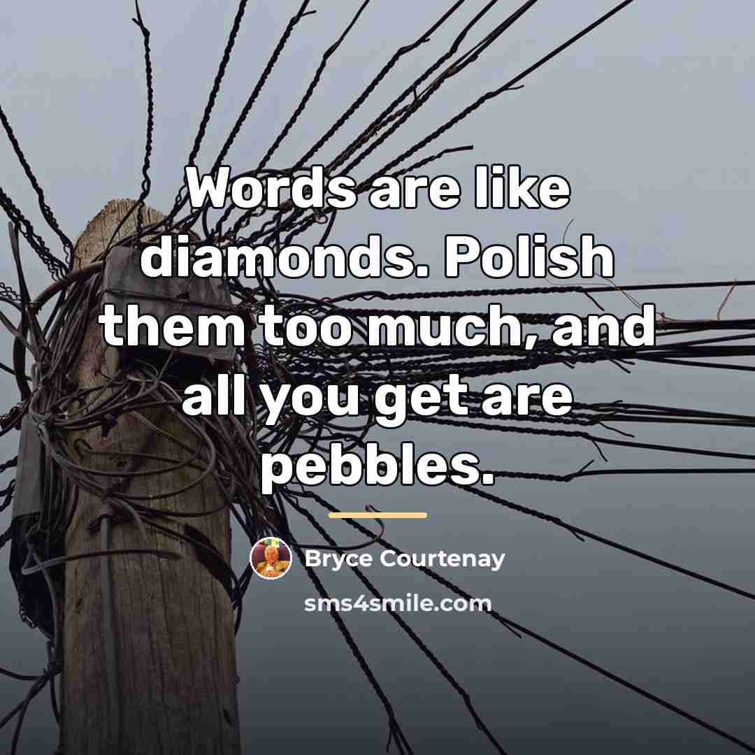 “Words are like diamonds. Polish them too much, and all…” quote by Bryce Courtenay