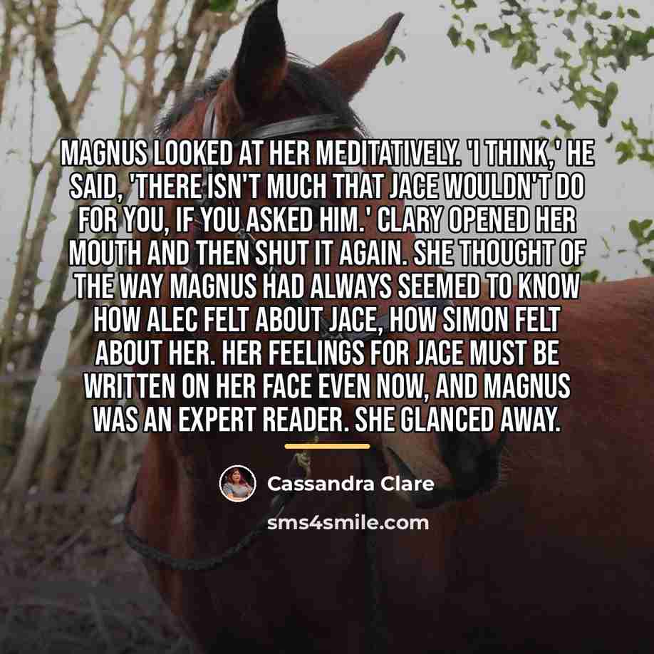 “Magnus looked at her meditatively. 'I think,' he said, 'there…” quote by Cassandra Clare