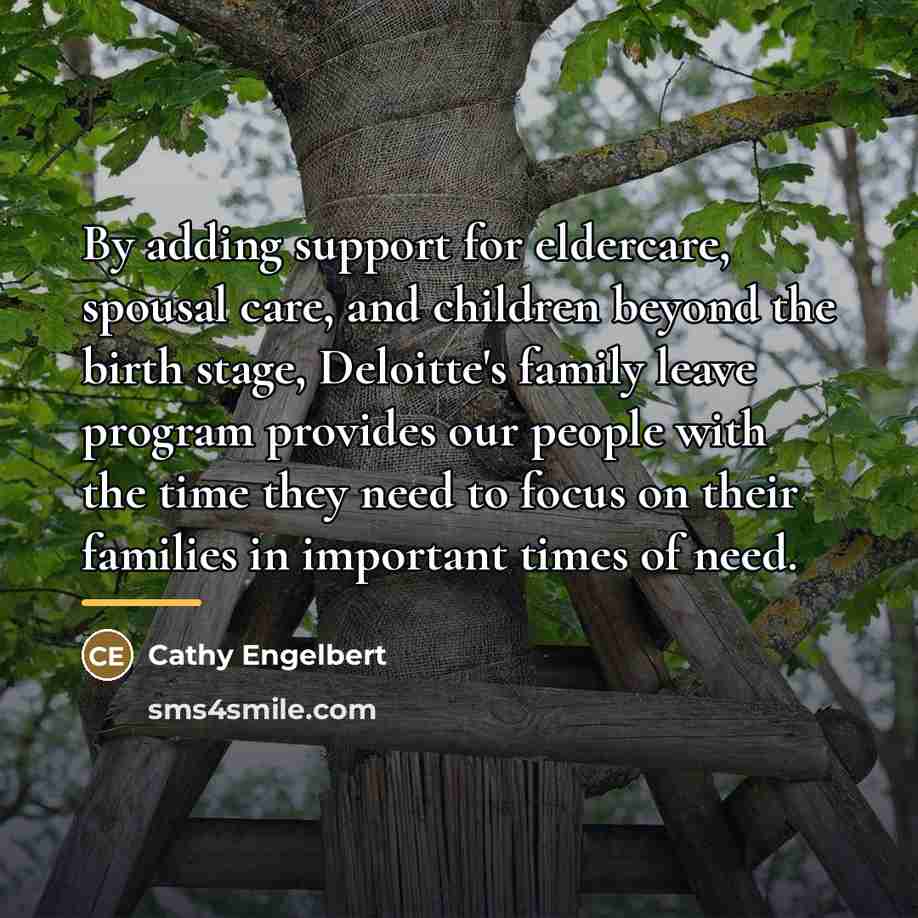 “By adding support for eldercare, spousal care, and children beyond…” quote by Cathy Engelbert