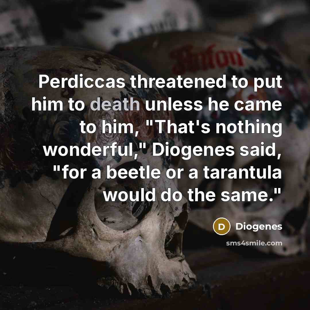 “Perdiccas threatened to put him to death unless he came…” quote by Diogenes