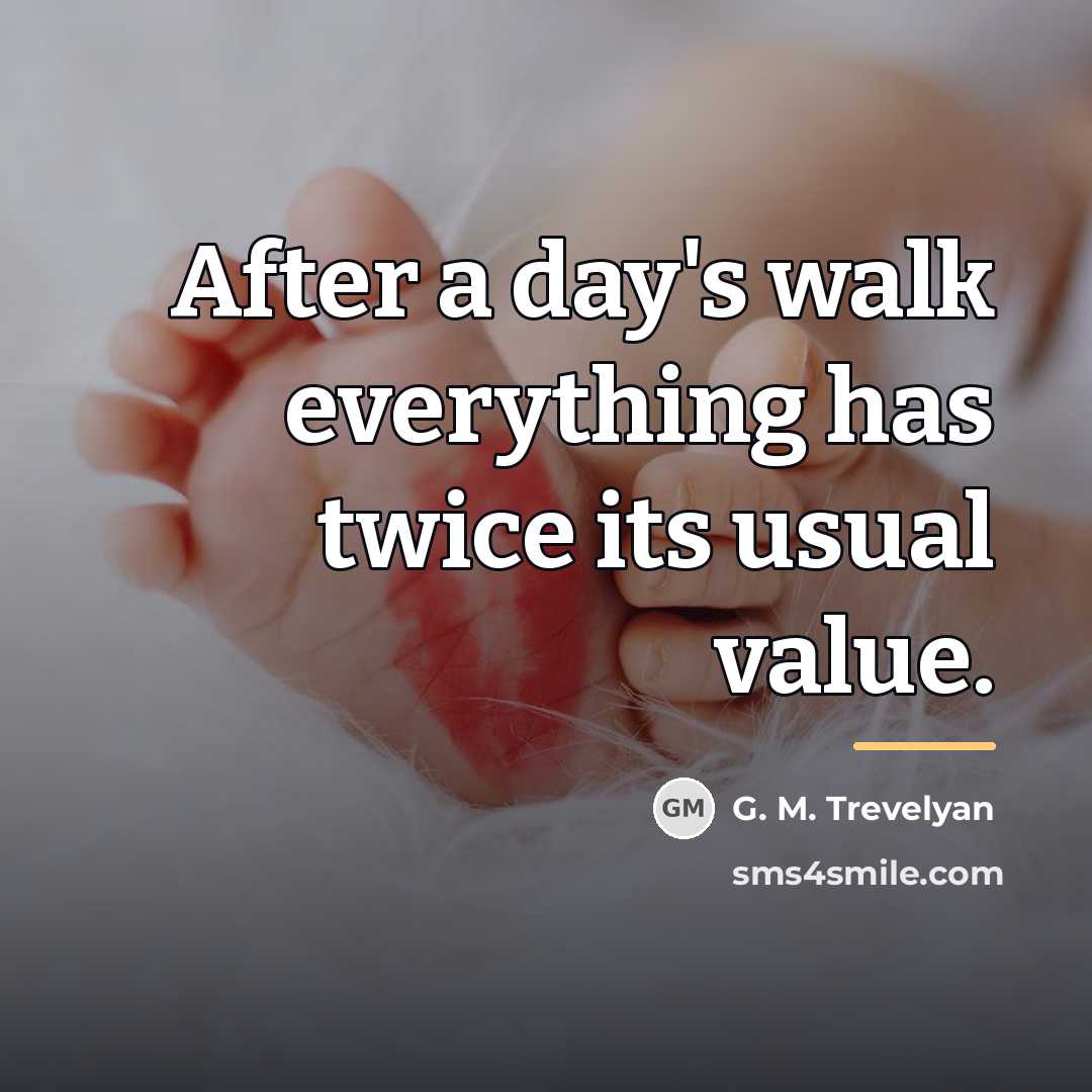 “After a day's walk everything has twice its usual value.…” quote by G. M. Trevelyan