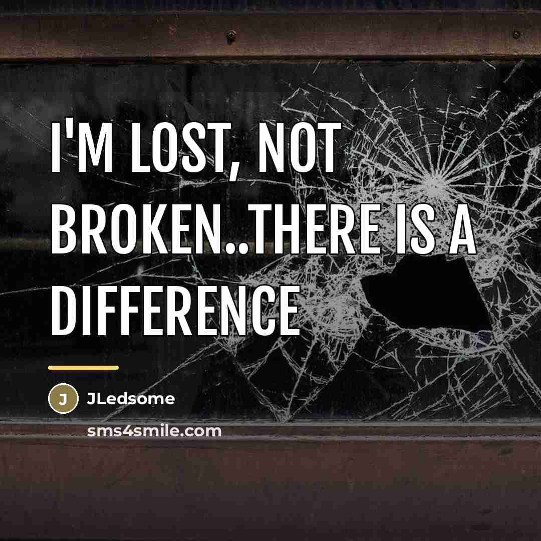 “I'm lost, Not broken..There is a difference…” quote by JLedsome