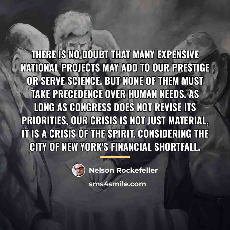 “There is no doubt that many expensive national projects may…” quote by Nelson Rockefeller