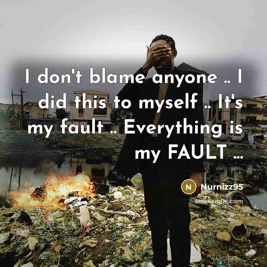“I don't blame anyone .. I did this to myself…” quote by Nurnizz95