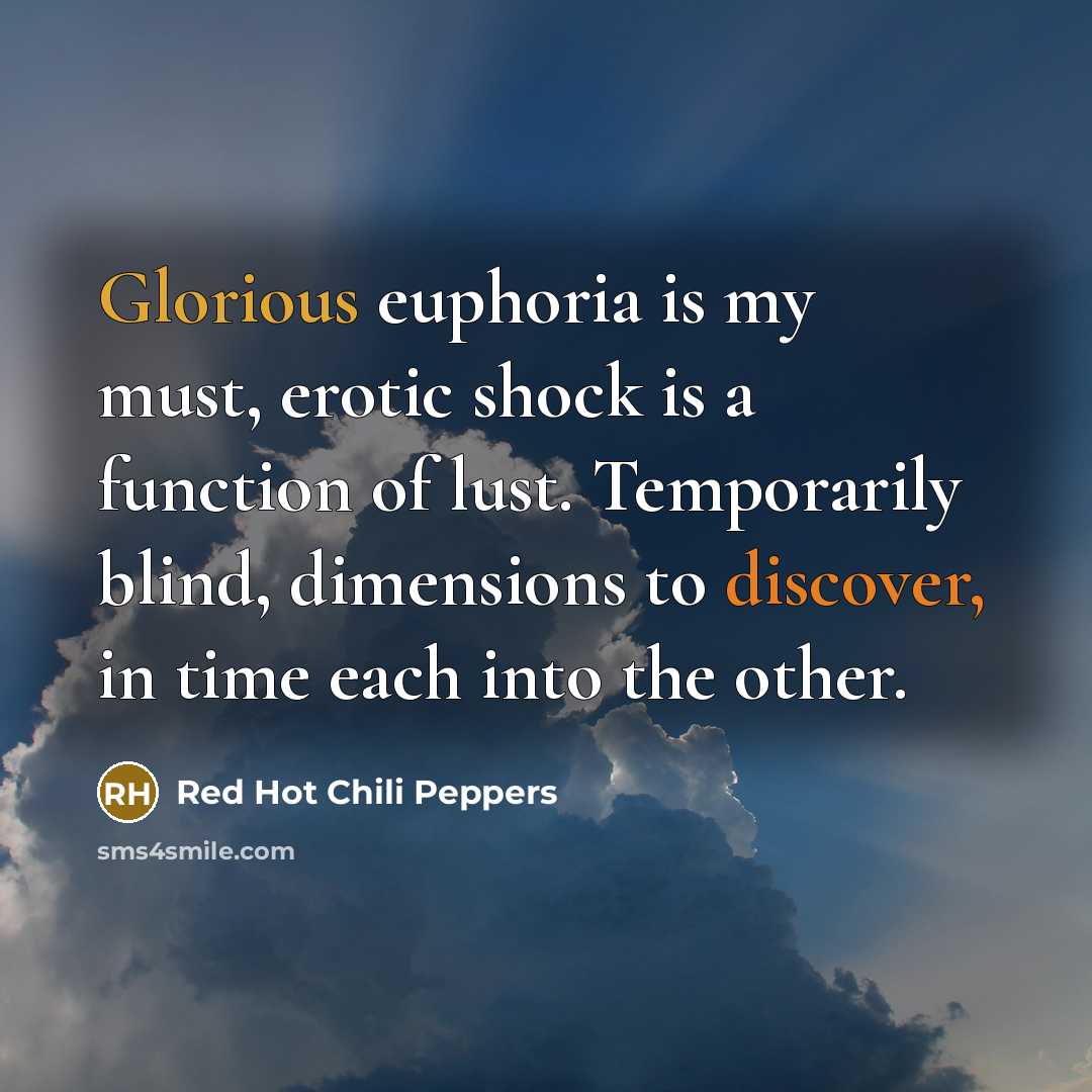 “Glorious euphoria is my must, erotic shock is a function…” quote by Red Hot Chili Peppers