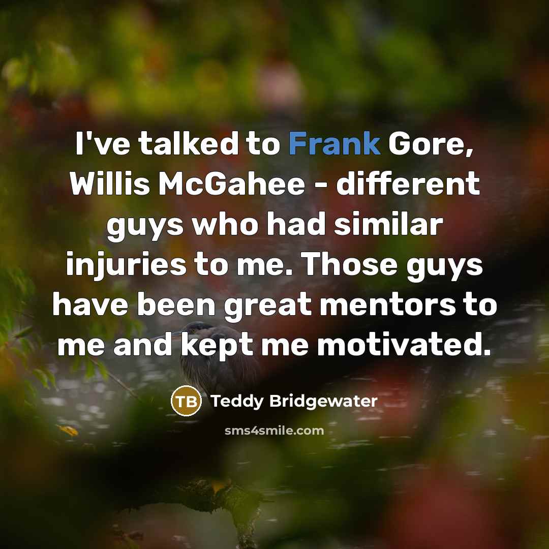 “I've talked to Frank Gore, Willis McGahee - different guys…” quote by Teddy Bridgewater