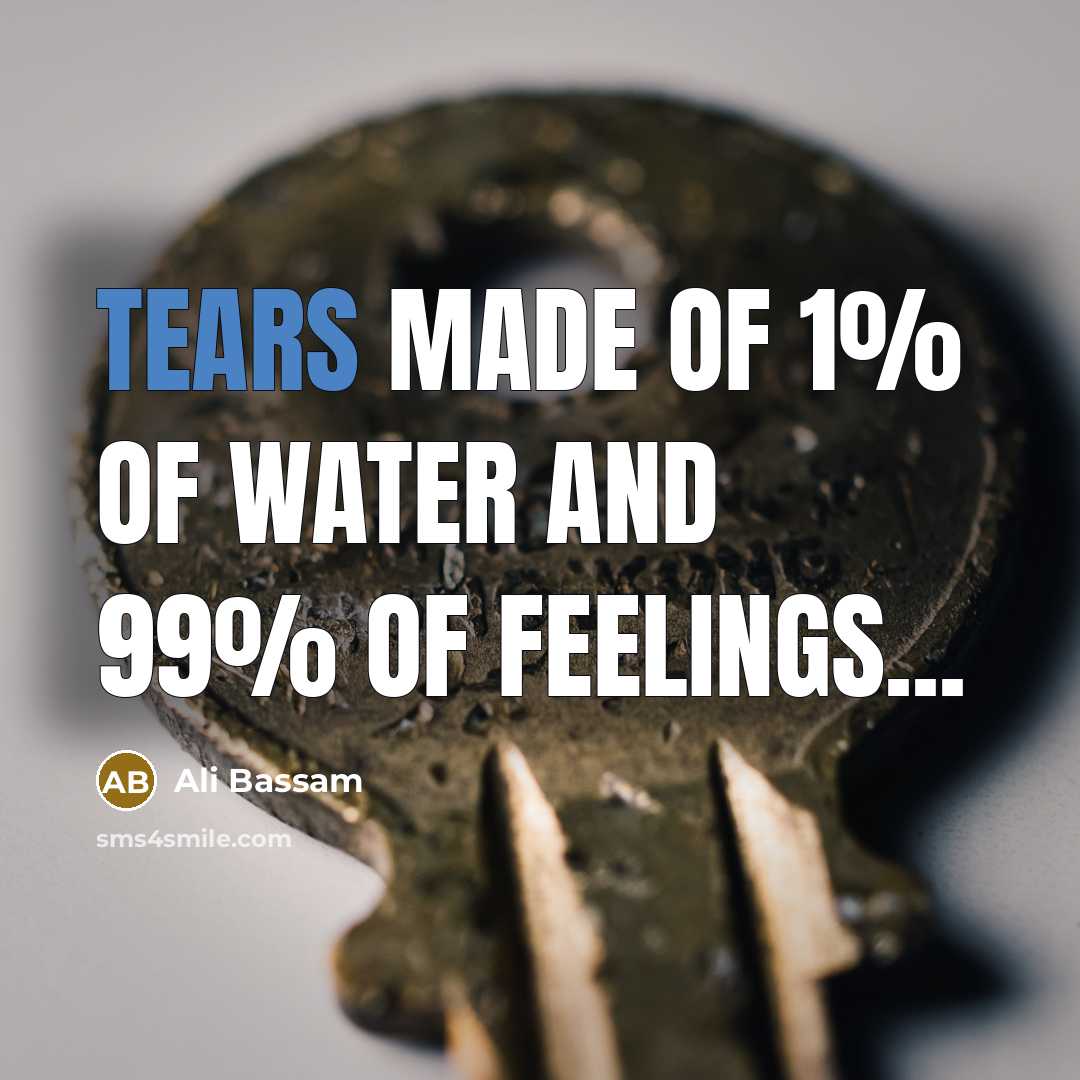“TEARS made of 1% of water and 99% of feelings...” quote by Ali Bassam