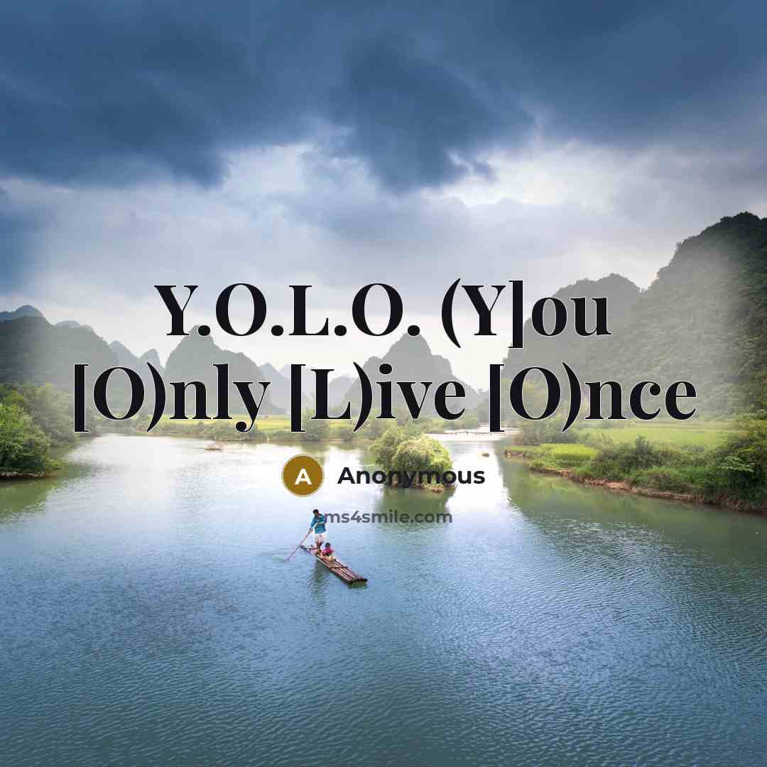 “Y.O.L.O. (Y]ou [O)nly [L)ive [O)nce” quote by Anonymous