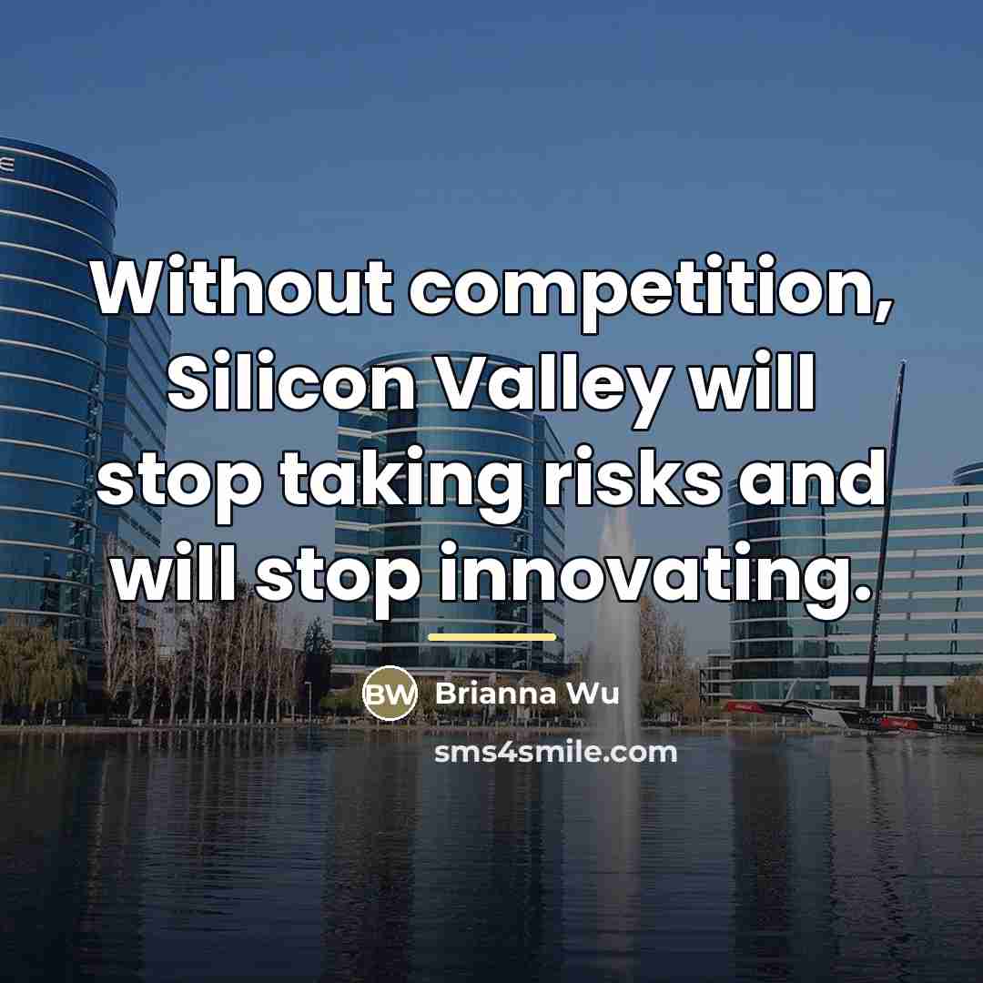 “Without competition, Silicon Valley will stop taking risks and will…” quote by Brianna Wu