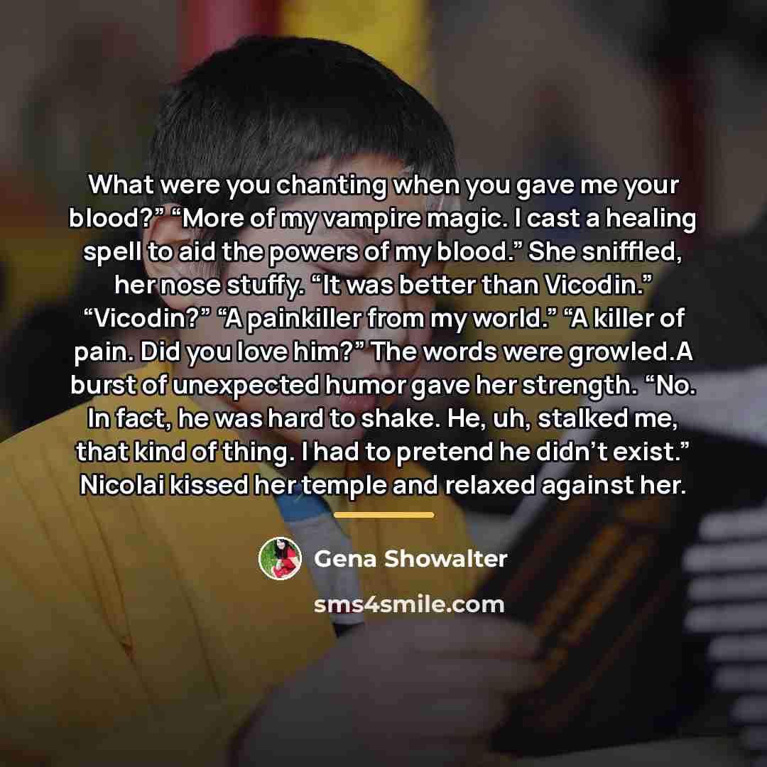 “What were you chanting when you gave me your blood?”…” quote by Gena Showalter