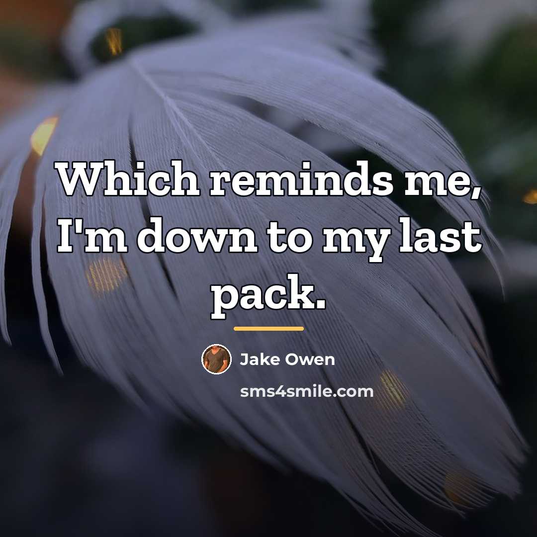 “Which reminds me, I'm down to my last pack.…” quote by Jake Owen