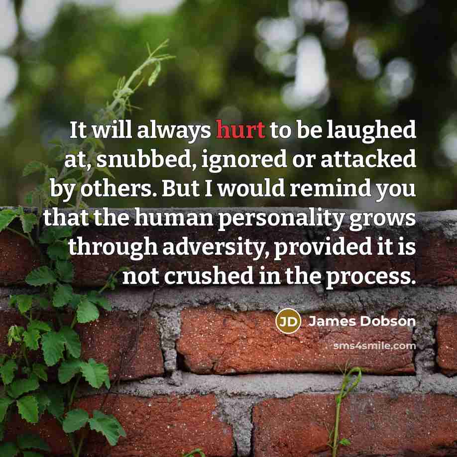 “It will always hurt to be laughed at, snubbed, ignored…” quote by James Dobson