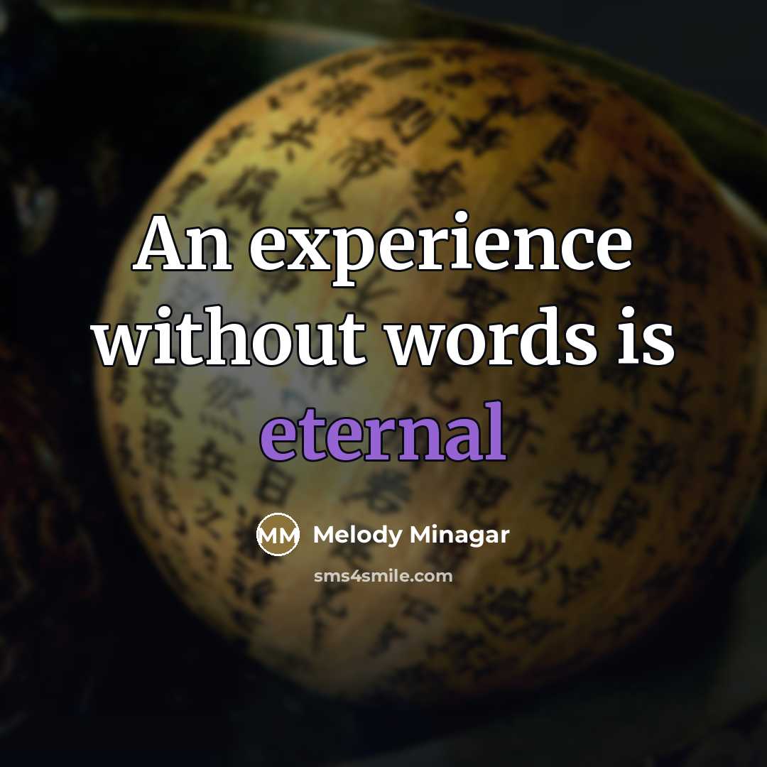 “An experience without words is eternal…” quote by Melody Minagar