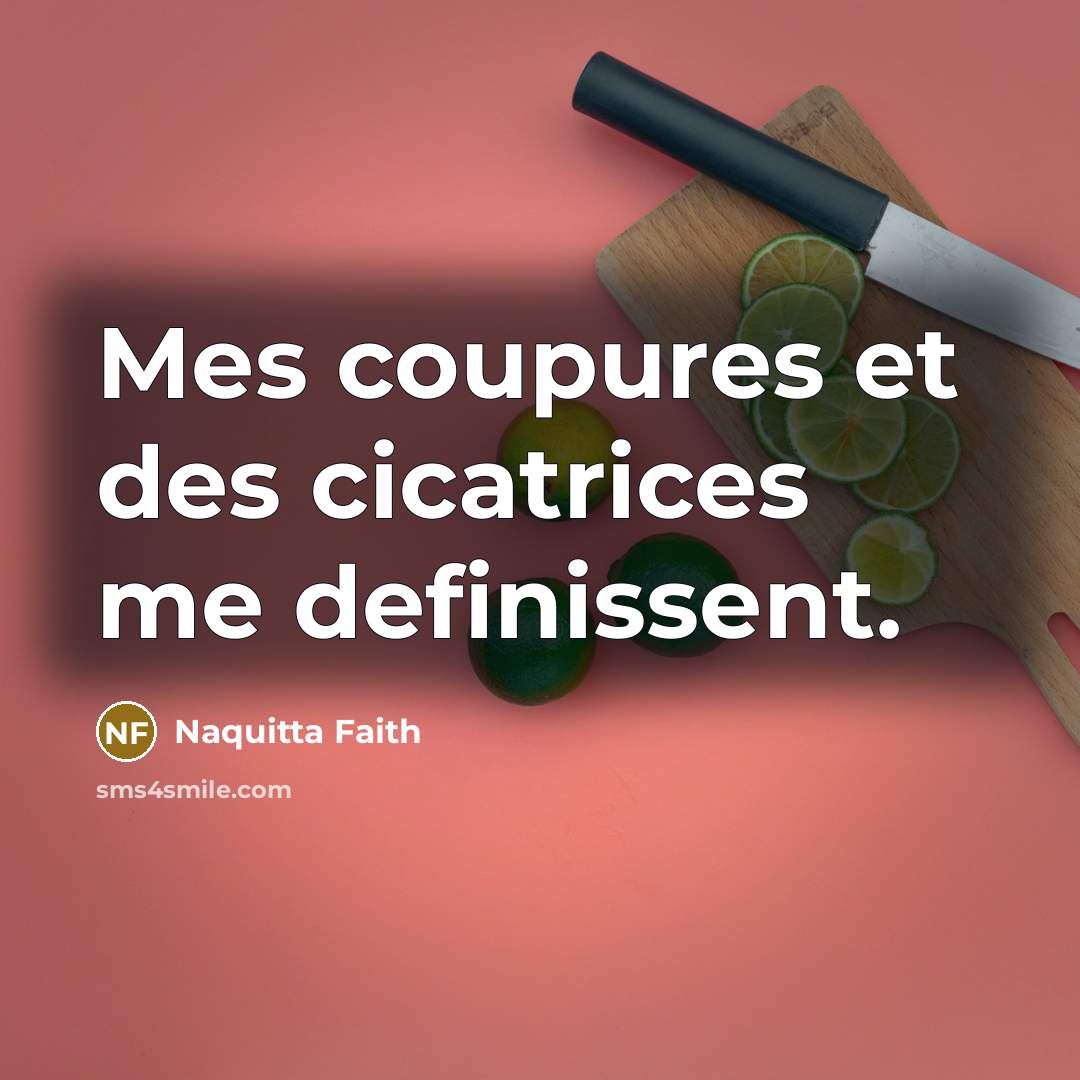 “Mes coupures et des cicatrices me definissent.…” quote by Naquitta Faith