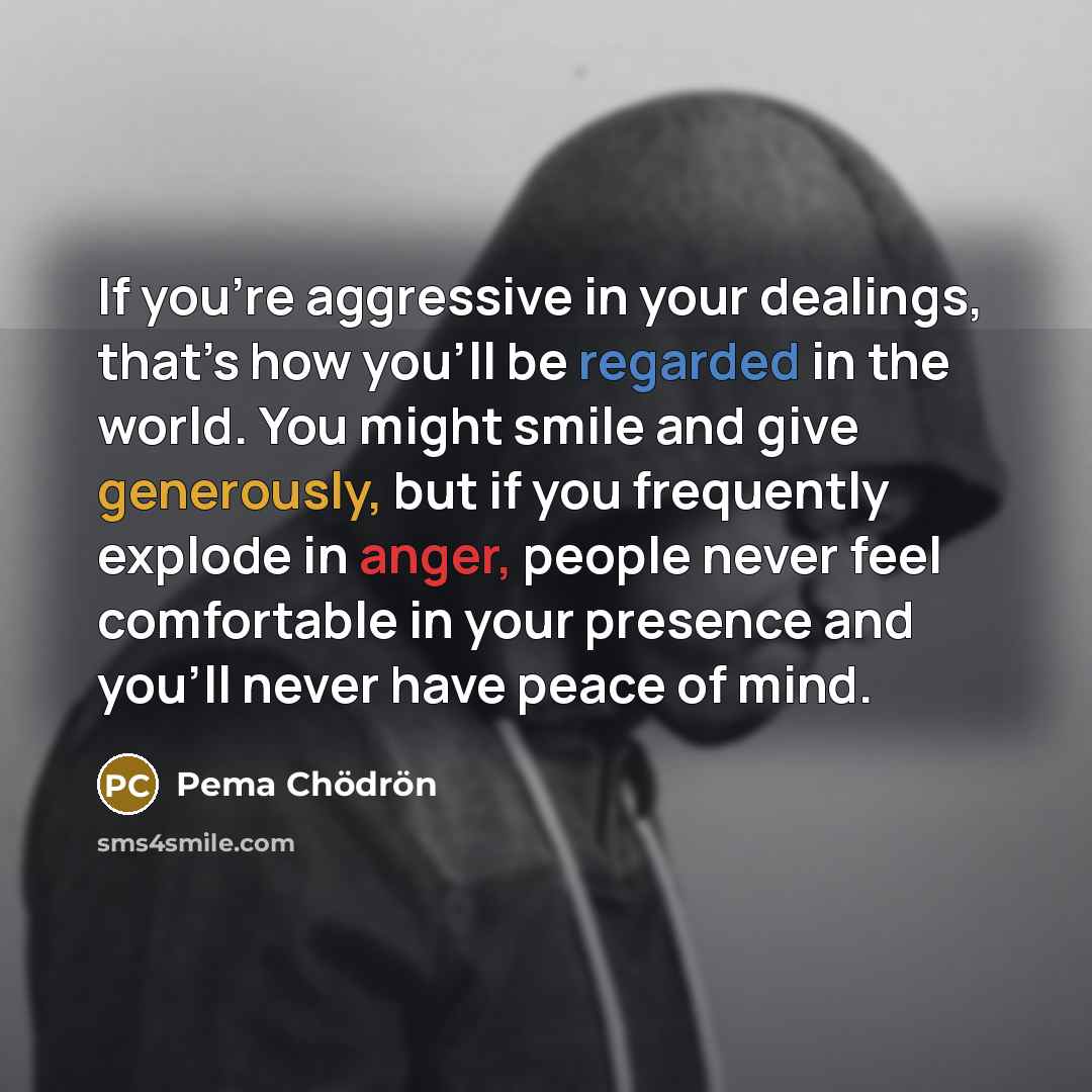 “If you’re aggressive in your dealings, that’s how you’ll be…” quote by Pema Chodron