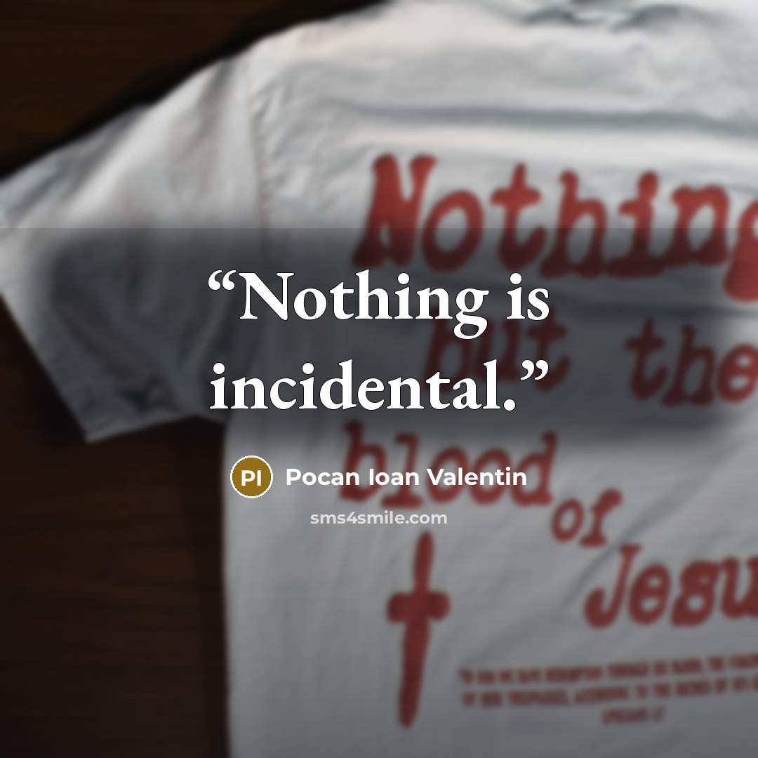 “Nothing is incidental.” quote by Pocan Ioan Valentin