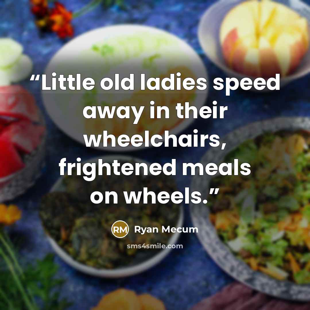 “Little old ladies speed away in their wheelchairs, frightened meals on wheels.” quote by Ryan Mecum