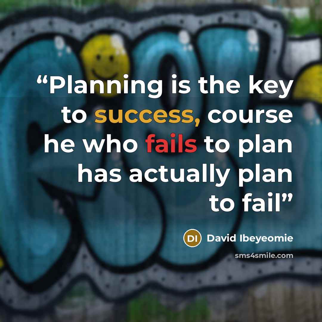“Planning is the key to success, course he who fails to plan has actually plan to fail” quote by David Ibeyeomie