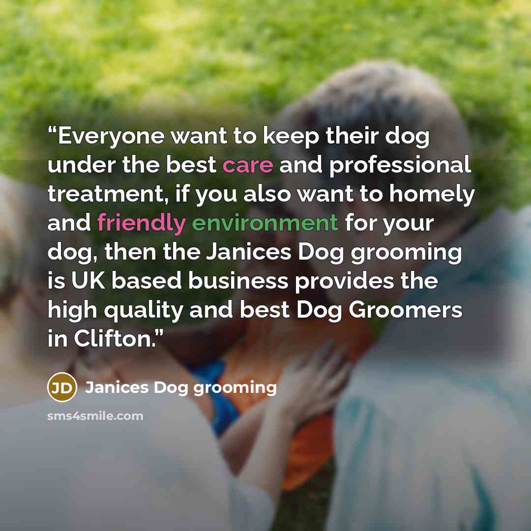 “Everyone want to keep their dog under the best care and professional treatment, if you also want to homely and friendly environment for your dog, then the Janices Dog grooming is UK based business provides the high quality and best Dog Groomers in Clifton.” quote by Janices Dog grooming