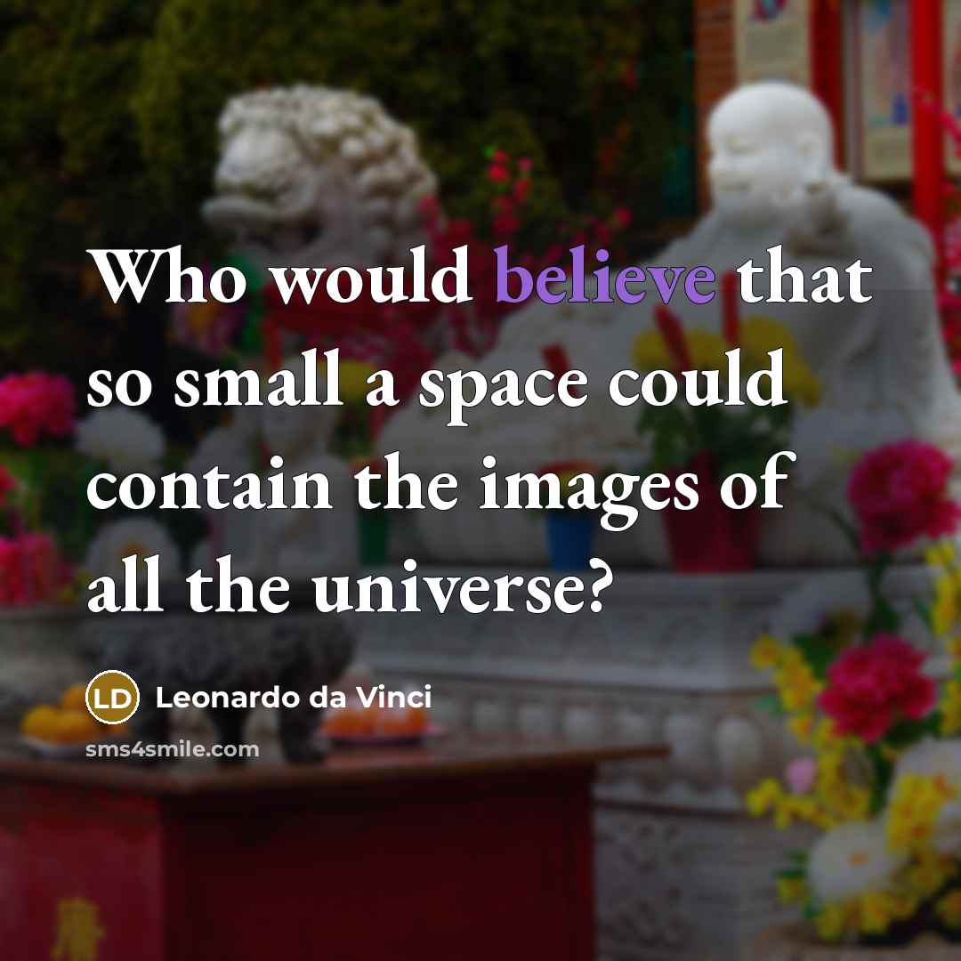 “Who would believe that so small a space could contain…” quote by Leonardo da Vinci