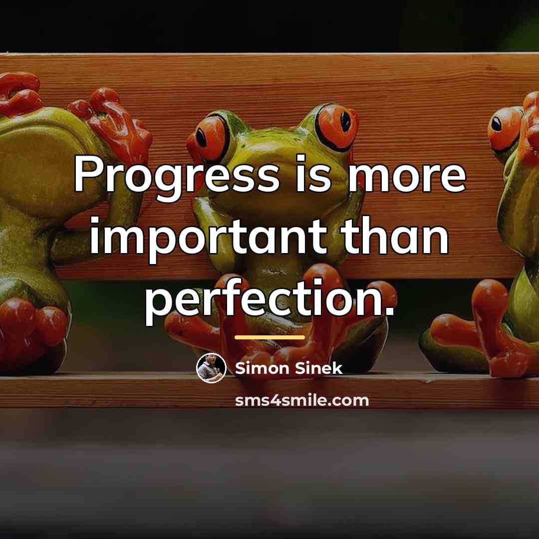 “Progress is more important than perfection.…” quote by Simon Sinek