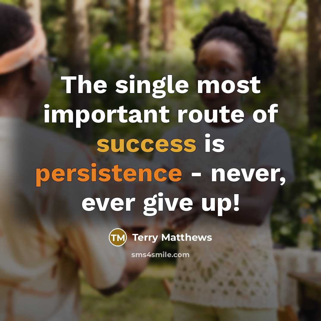 “The single most important route of success is persistence -…” quote by Terry Matthews