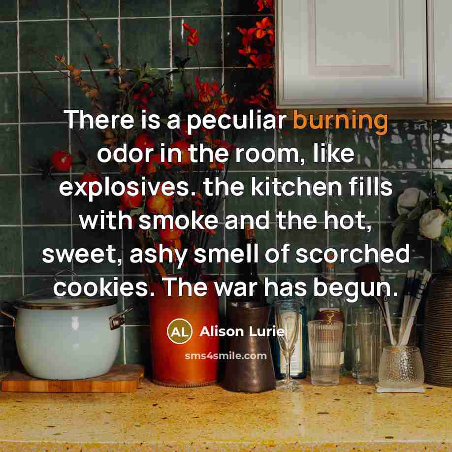 “There is a peculiar burning odor in the room, like…” quote by Alison Lurie