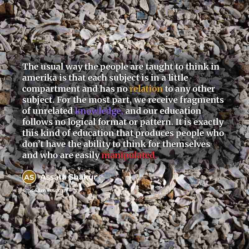 “The usual way the people are taught to think in…” quote by Assata Shakur