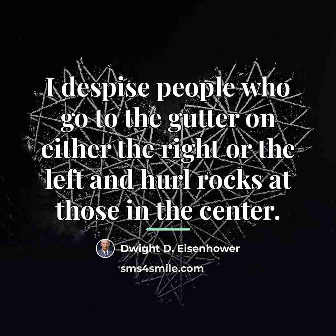 “I despise people who go to the gutter on either…” quote by Dwight D. Eisenhower