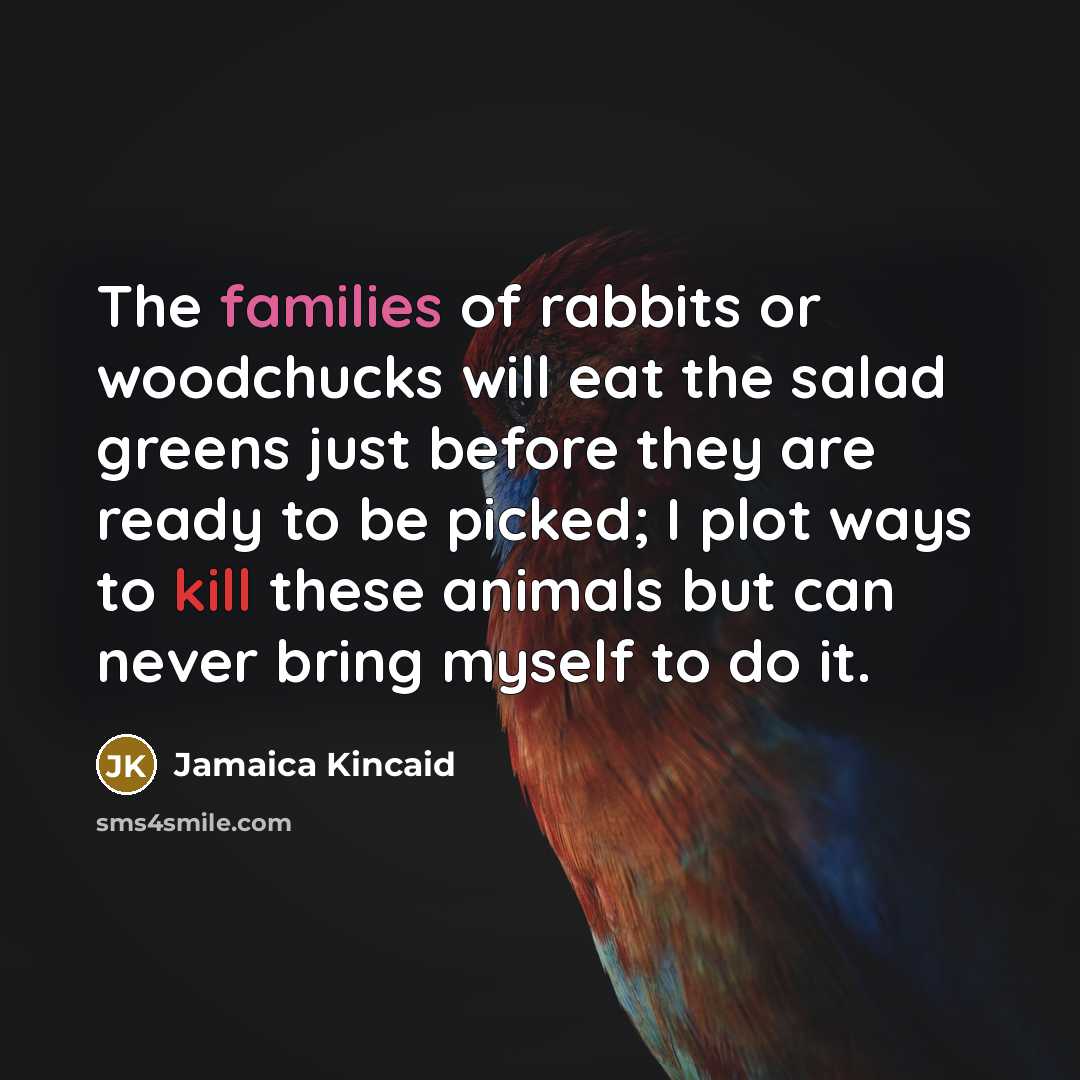 “The families of rabbits or woodchucks will eat the salad…” quote by Jamaica Kincaid