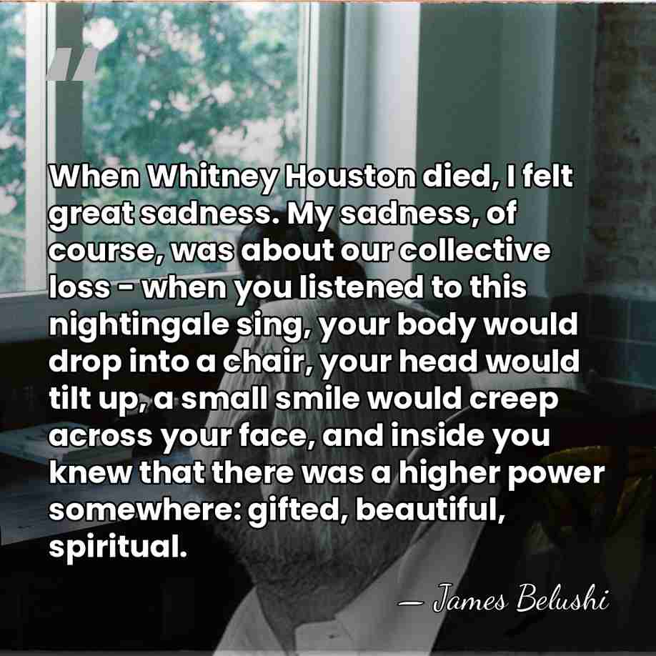 When Whitney Houston died, I felt great sadness. My sadness, of course,&hellip; - James Belushi