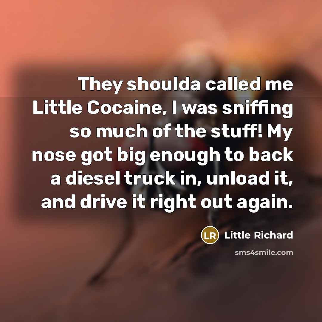 “They shoulda called me Little Cocaine, I was sniffing so…” quote by Little Richard