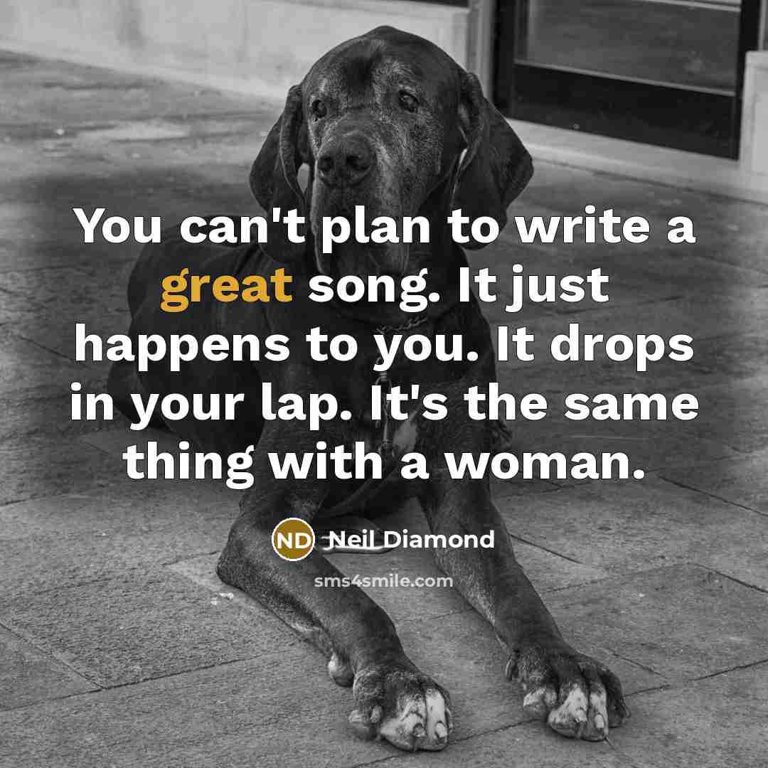 “You can't plan to write a great song. It just…” quote by Neil Diamond