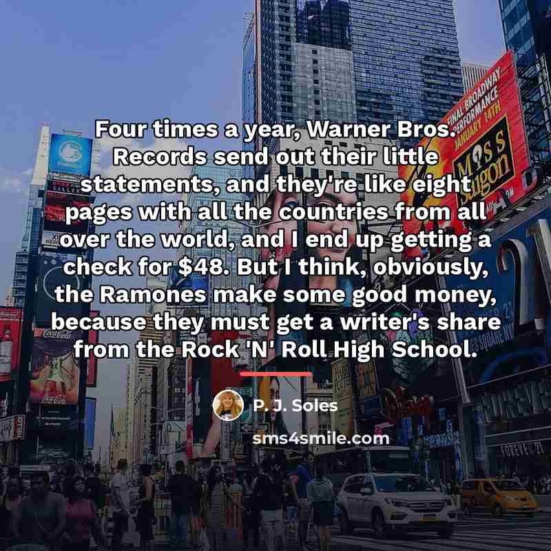 “Four times a year, Warner Bros. Records send out their…” quote by P. J. Soles