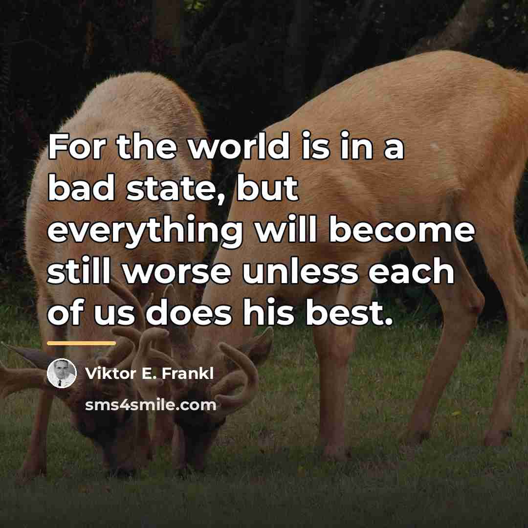 “For the world is in a bad state, but everything…” quote by Viktor E. Frankl