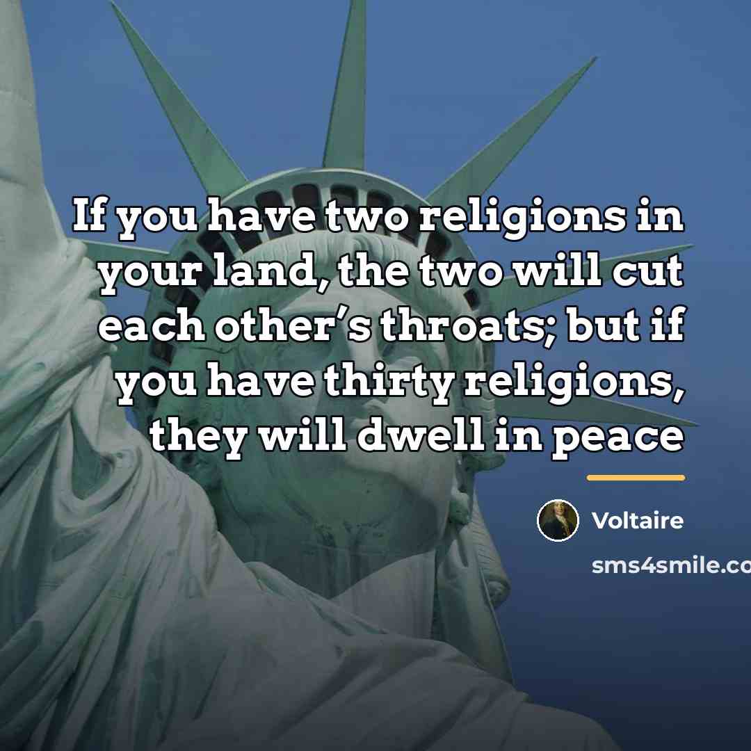 “If you have two religions in your land, the two…” quote by Voltaire