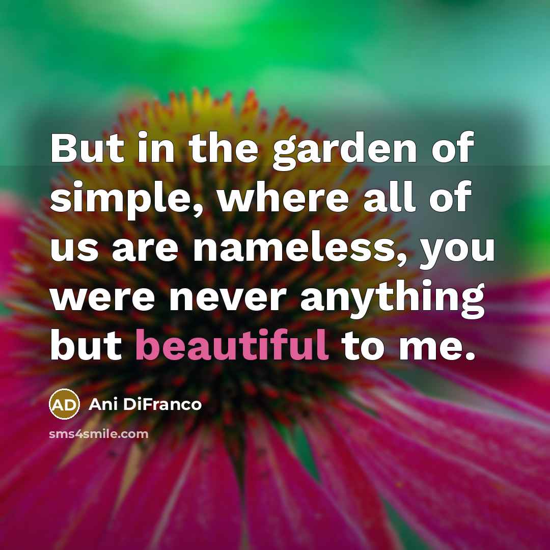 “But in the garden of simple, where all of us…” quote by Ani DiFranco