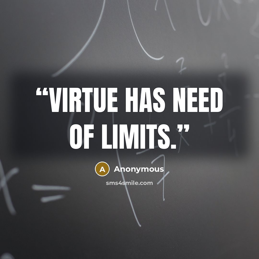 “Virtue has need of limits.” quote by Anonymous