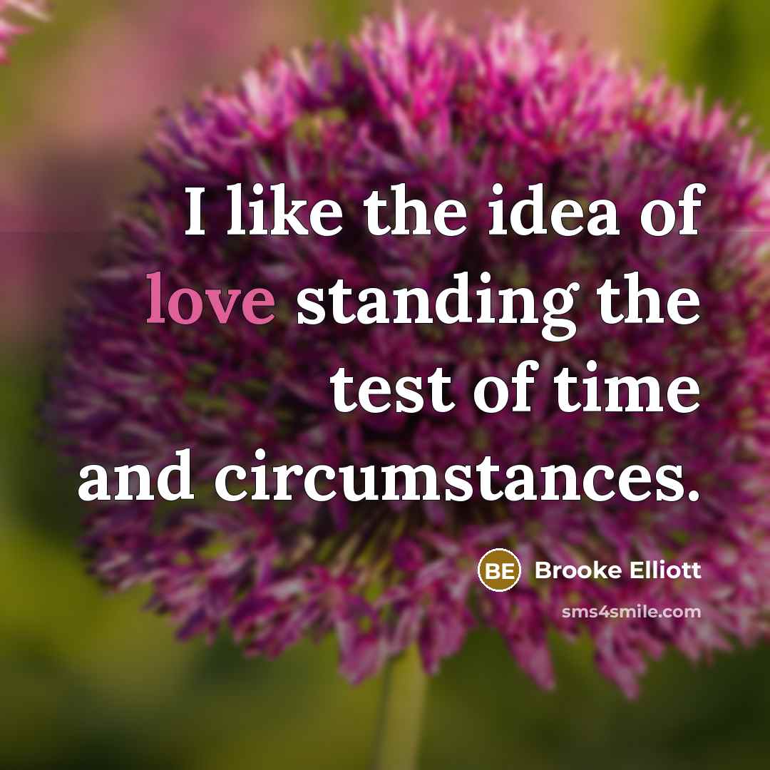 “I like the idea of love standing the test of…” quote by Brooke Elliott