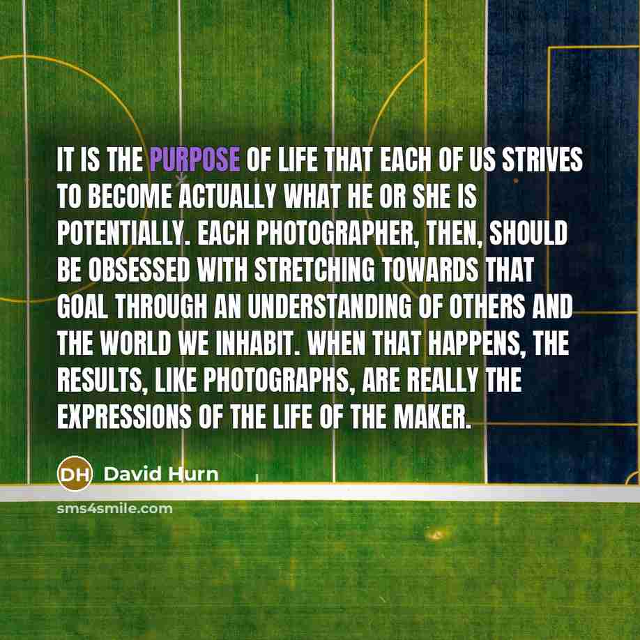 “It is the purpose of life that each of us…” quote by David Hurn