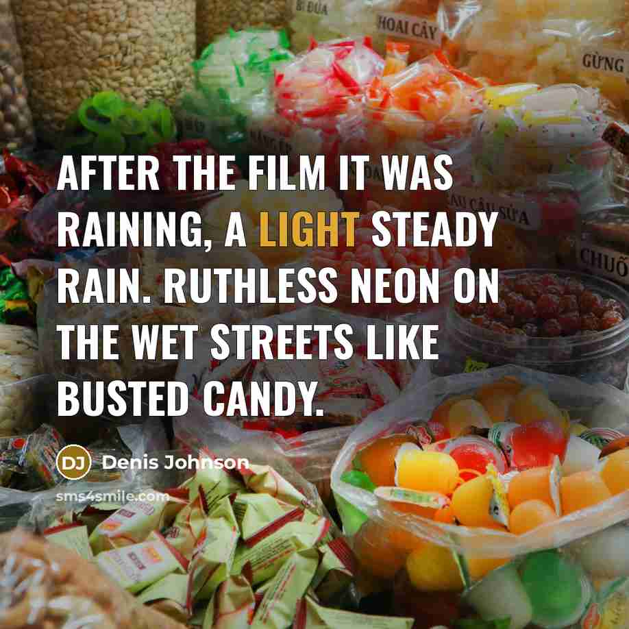 “After the film it was raining, a light steady rain.…” quote by Denis Johnson