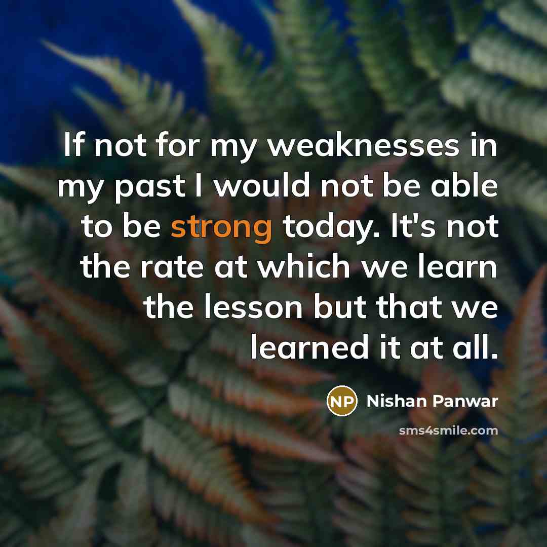 “If not for my weaknesses in my past I would…” quote by Nishan Panwar