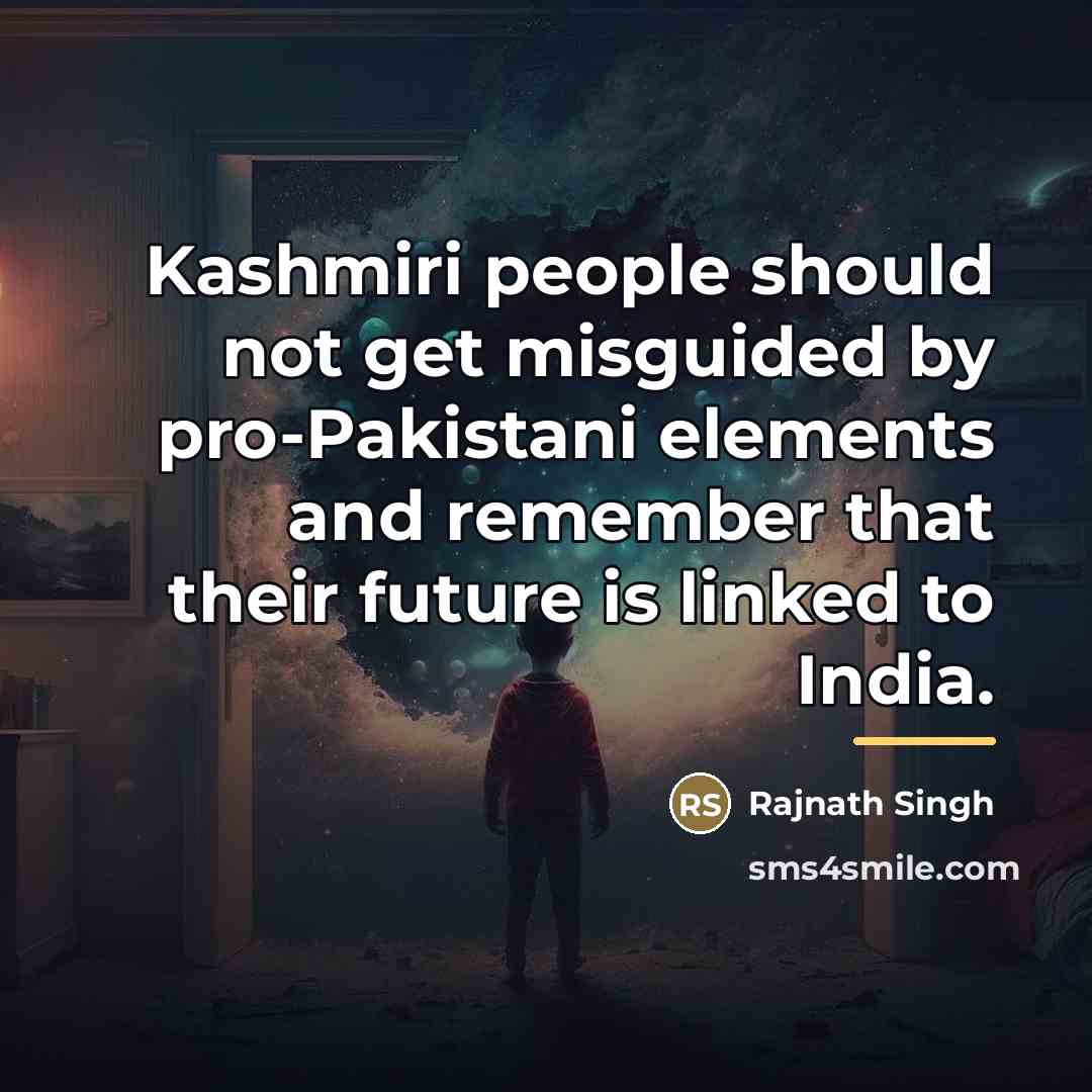 “Kashmiri people should not get misguided by pro-Pakistani elements and…” quote by Rajnath Singh