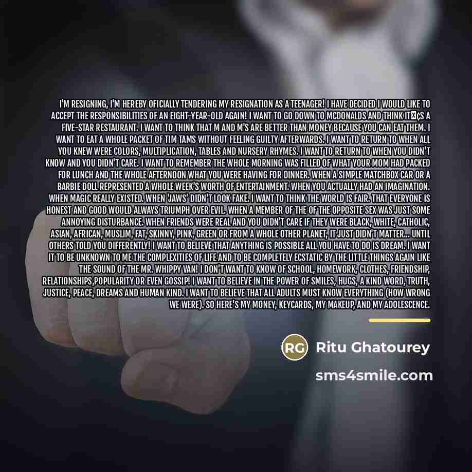 “I'M RESIGNING, I'M HEREBY OFICIALLY TENDERING MY RESIGNATION AS A…” quote by Ritu Ghatourey