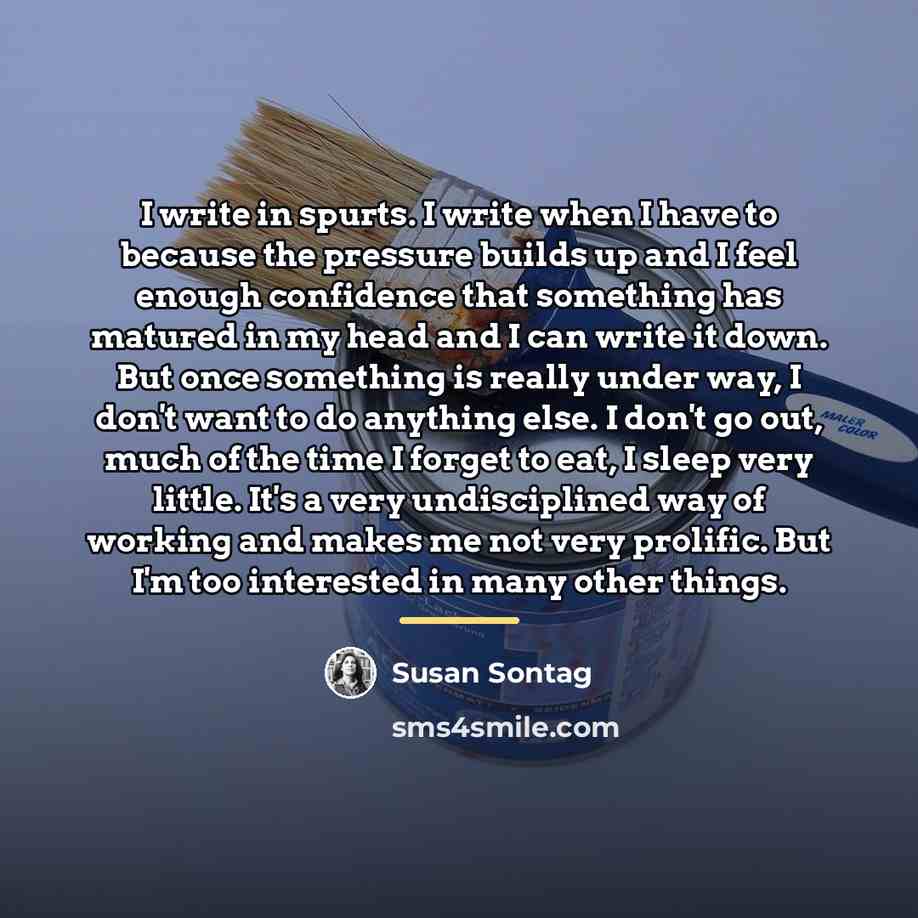 “I write in spurts. I write when I have to…” quote by Susan Sontag