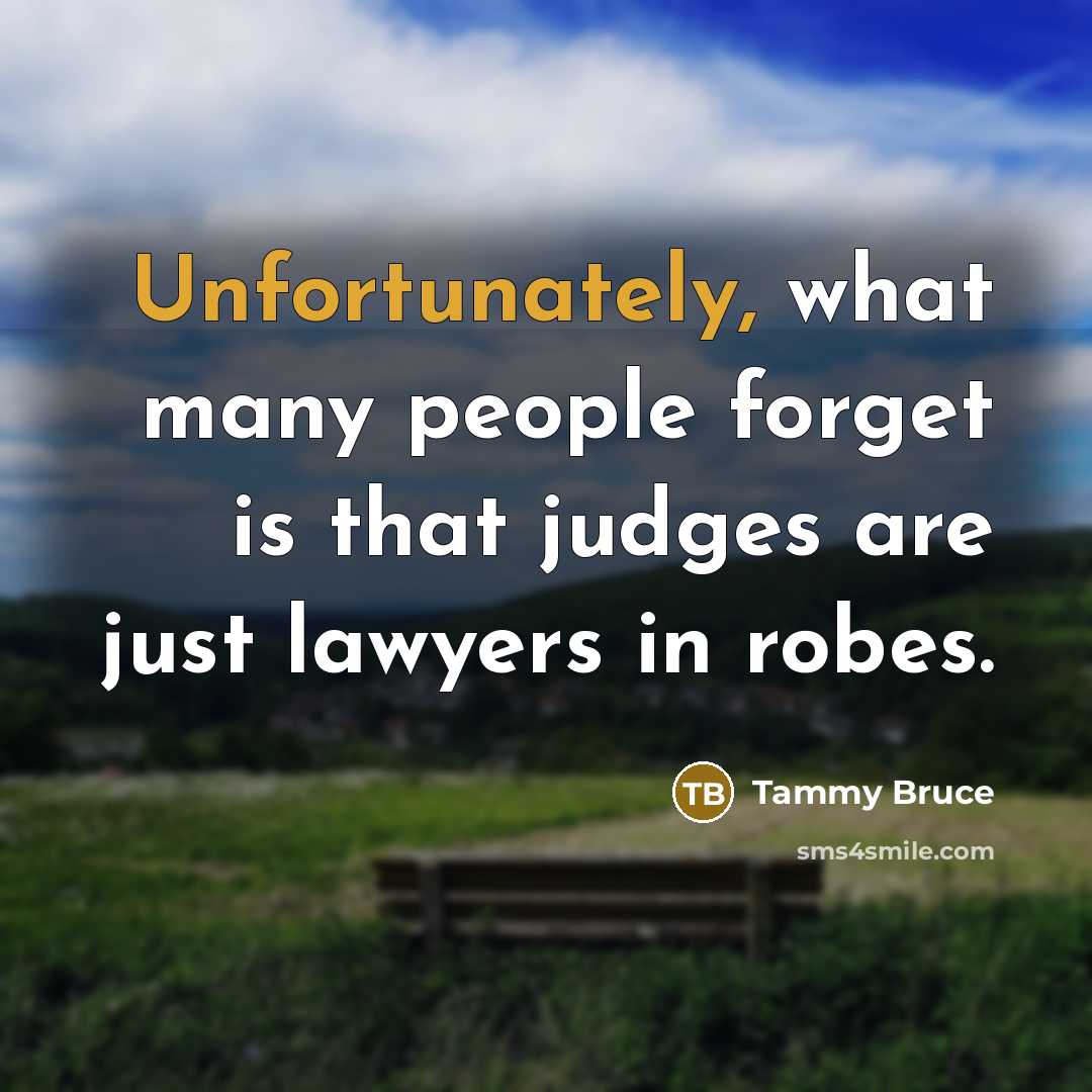 “Unfortunately, what many people forget is that judges are just lawyers in robes.” quote by Tammy Bruce